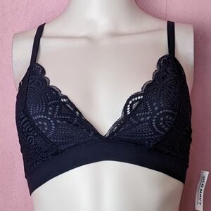 Old Navy Dark Blue Lacy V Neck Adjustable Straps Bralet size XS